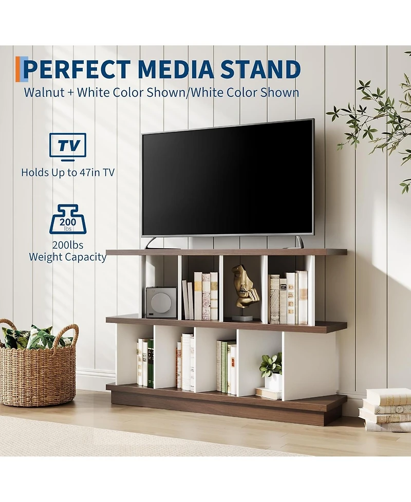 Gaomon 8 Cube Bookcase, Low Open Wood Storage Shelf with Removable Back Panels, Freestanding Bookshelf