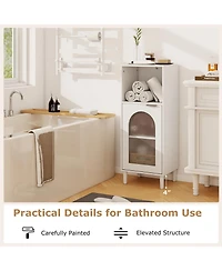 Volenca Wood Bathroom Floor Storage Cabinet Organizer with Adjustable Shelf