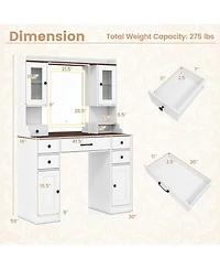 Volenca 41.5" Makeup Vanity Desk with Power Outlets and 3 Color Lighting Modes, Mirror