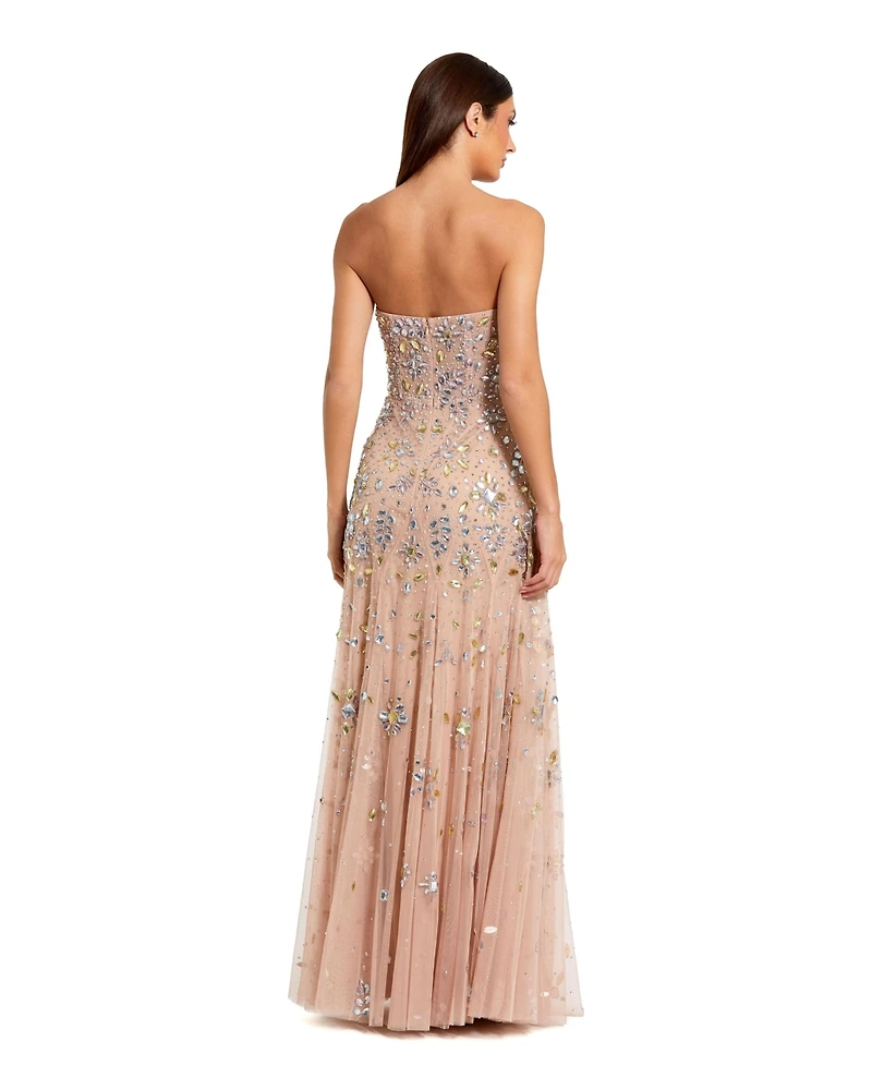 Mac Duggal Women's Strapless Sweetheart Embellished Net Gown