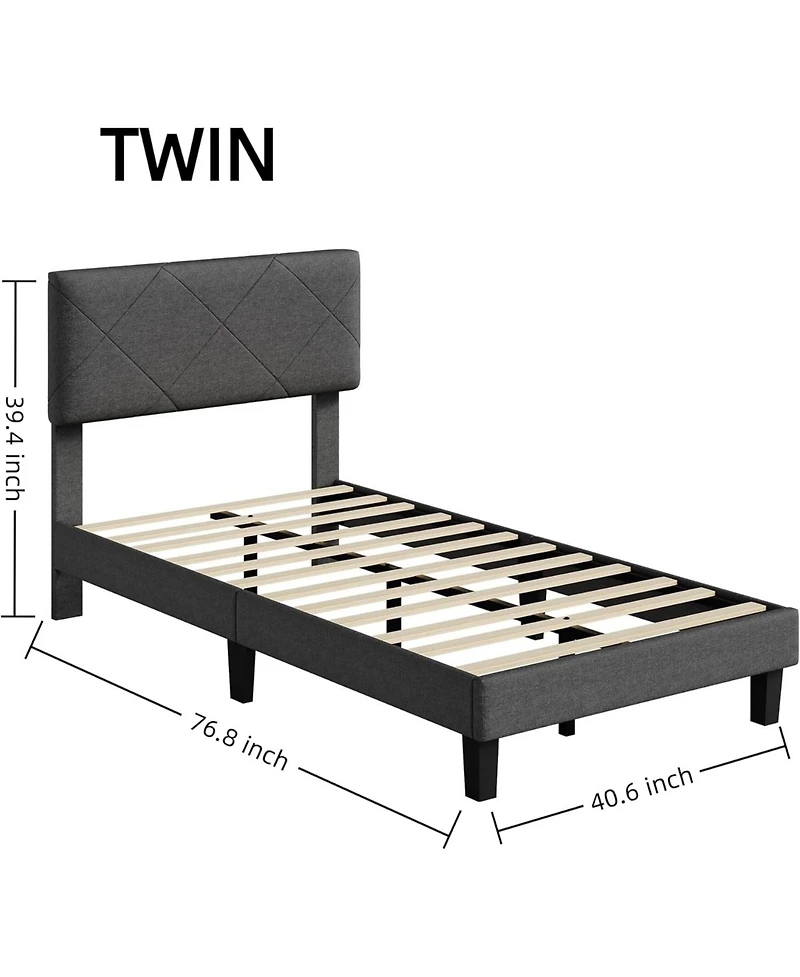 gaomon Size Bed Frame with Upholstered Headboard, Size Platform Bed Frame with Wooden Slat Support