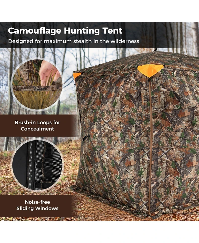 Mecale 270° See-Through Pop-Up Hunting Blind for 3-4 People with Full-Open Swing Door