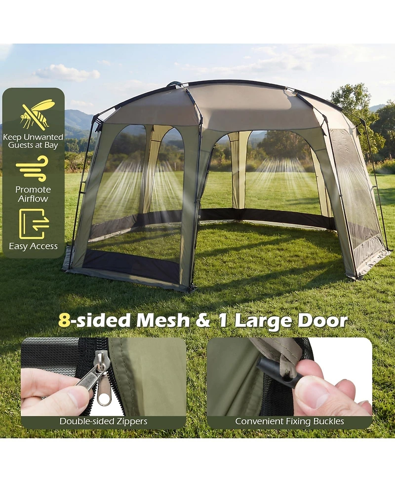 Mecale Netted Canopy Tent for 6-8 People with Zippered Door, Outdoor Screen Shelter
