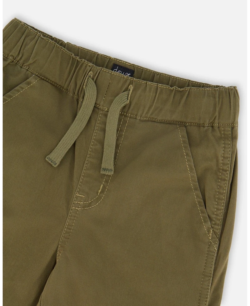 Deux par Baby Boys Stretch Twill Carpenter Pants Dark Khaki Green