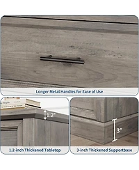 Gaomon 47" Farmhouse 6 Drawer Dresser, Rustic Wood Chest Organizer for Bedroom Living Room Hallway Entryway