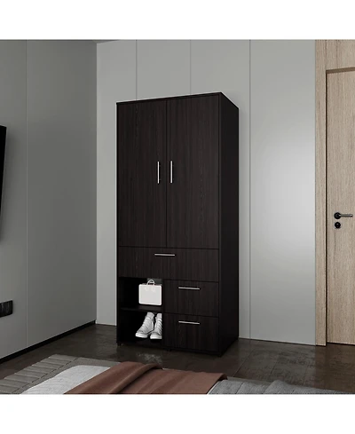 Fm Furniture Care Free Multi-Storage Wardrobe with Rod and Shelving