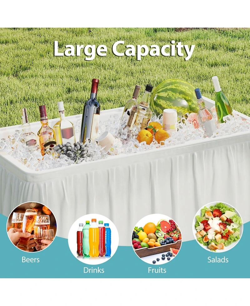 Mecale 4 ft Ice Cooler Folding Table with Large Sink, Portable Ice Bin Serving Table