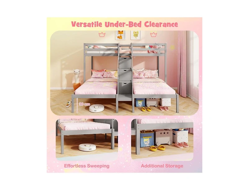 Slickblue Twin Over Bunk Bed with Stair Storage for Kids and Teens - One Fits All