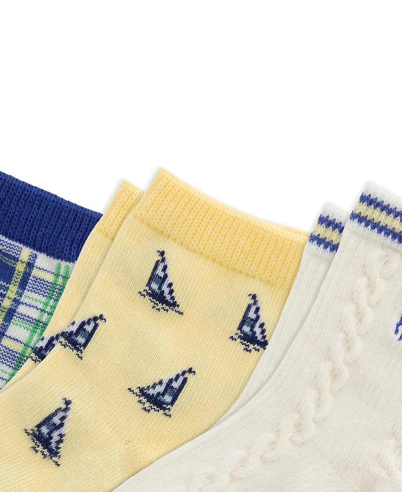Polo Ralph Lauren Baby Boys' Sailing Cable Knit Socks, 3-Pack