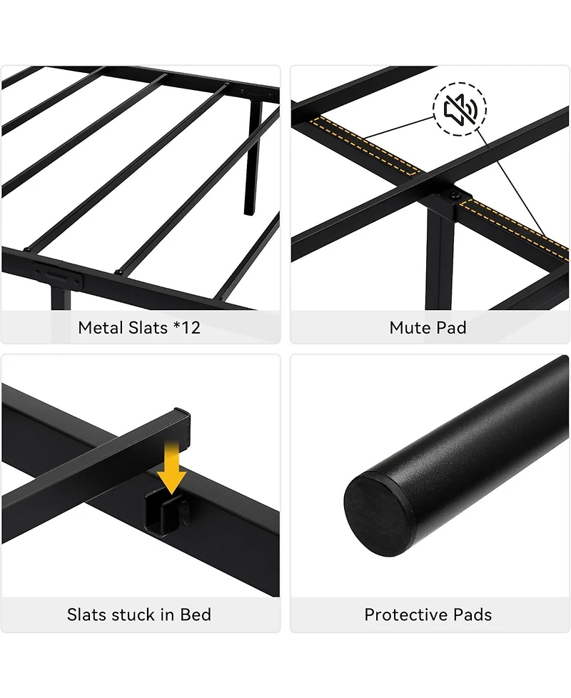 gaomon Twin Metal Bed Frame with Headboard and Footboard, Steel Slat Platform, Black