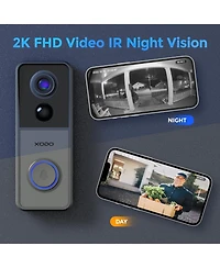 Contixo Xodo VD2 Smart Wi-Fi Wireless Video Doorbell with 2K Qhd Camera and Chime