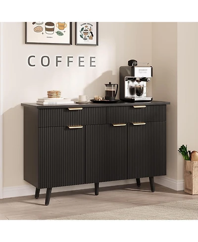 gaomon 47" Fluted Sideboard Buffet Cabinet with Doors Drawers Storage