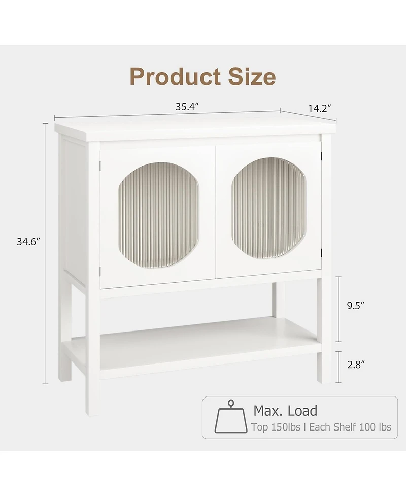 gaomon Buffet Storage Cabinet Wood 35.4" Sideboard Buffet Cabinet with Adjustable Shelf & Glass Doors Accent Cabinet Farmhouse Kitchen Storage Ca