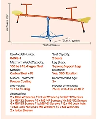 Sugift Kids Seesaw with 3-Prong Base & 360° Rotating Design