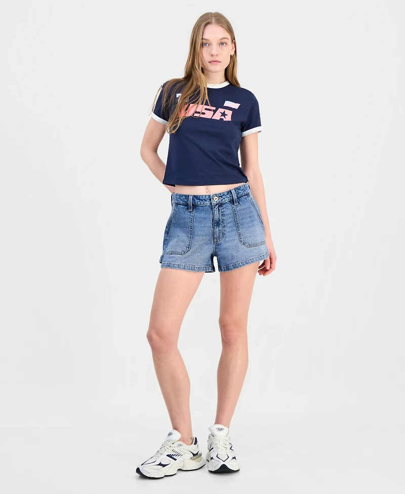 Celebrity Pink Women's Elastic Back Carpenter Shorts
