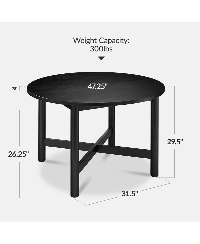 Best Choice Products 47In Round Solid Wood Dining Table, Modern Farmhouse Table For 4, Space Saving, Easy Assembly