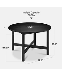 Best Choice Products 47In Round Solid Wood Dining Table, Modern Farmhouse Table For 4, Space Saving, Easy Assembly