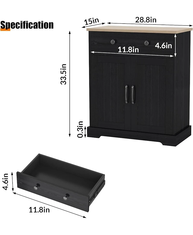 Gaomon Buffet Cabinet with Drawers, 28.8 in Sideboard Buffet Storage Cabinet with Shelves and Doors
