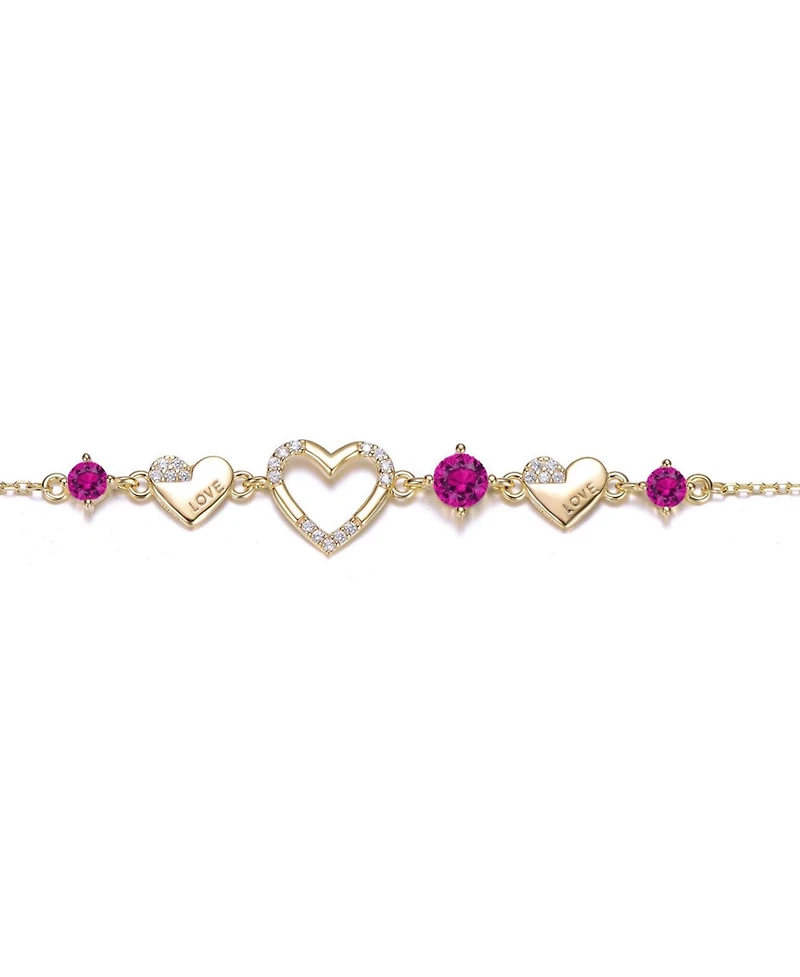 GiGiGirl Dazzling Cubic Zirconia Hearts Bracelet 14K Gold Plated