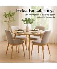 Best Choice Products Round Mid-Century Modern 35.5in Dining Table, Dinette for Home or Kitchen w/Wood Finish Steel Legs