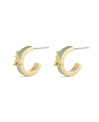 Coach Light Green Signature Rexy Enamel Huggie Earrings