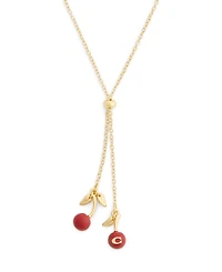Coach Red Signature C Cherry Slider Necklace