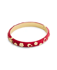 Coach Faux Stone Signature C Floral Chubby Bangle Bracelet
