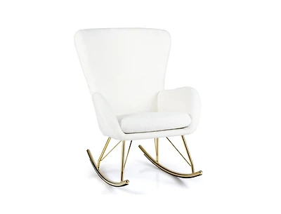 Slickblue Nursery Rocking Chair with Curved Backrest and Armrests