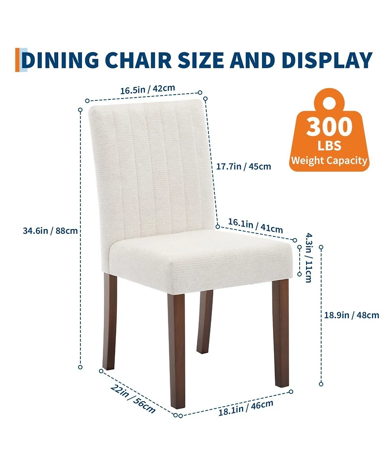 gaomon Set of Modern Linen Fabric Upholstered Dining Chairs
