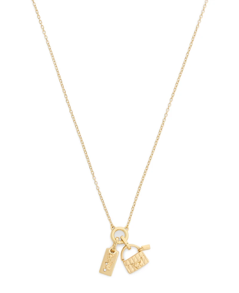 Coach Gold Signature Charm Pendant Necklace