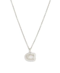 Coach Rhodium Signature C Lucite Pendant Necklace