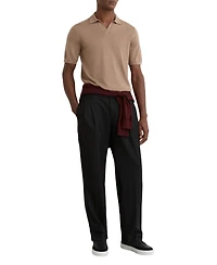 Reiss Men's Merino Wool Open Collar Polo Shirt