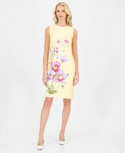 Anne Klein Womens Placed Floral Sheath Dress