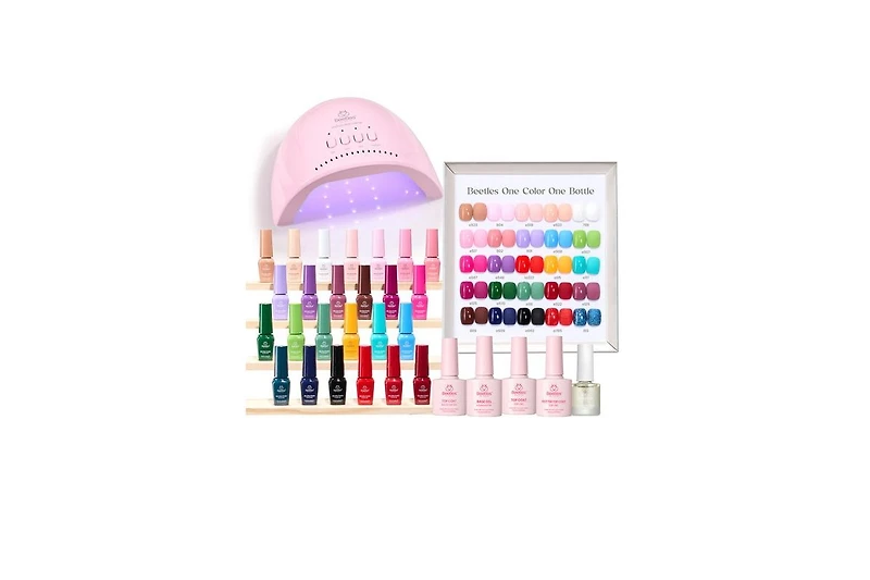 Beetles Gel Nail Polish Kit with Uv Light, 25 Colors (51 pcs)