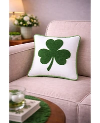 C&F Home 3 Leaf Clover St. Patrick's Hooked Throw Pillow, 10" x 10