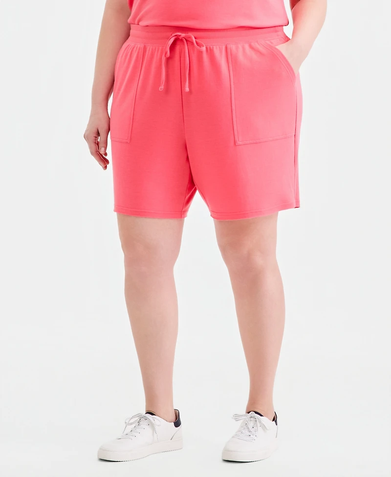 Style & Co Plus LuxLounge French Terry Pull-On Shorts, Macy's Exclusive