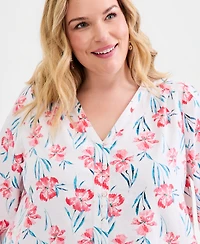 Style & Co Plus Printed Top, Macy's Exclusive
