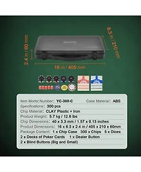 Sugift 300-Piece Poker Chip Set with Case and Casino-Style Chips