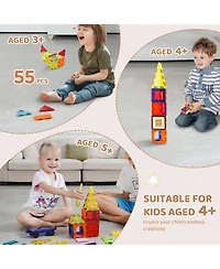 Sugift 55-pc Magnetic Tiles Starter Set with Car Base & Number Cards