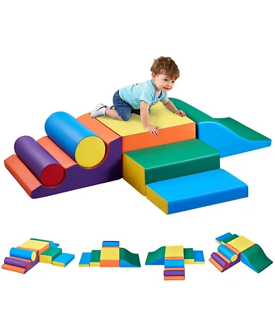 Sugift 7-Piece Foam Climbing Set for Toddlers - Pu Leather Blocks