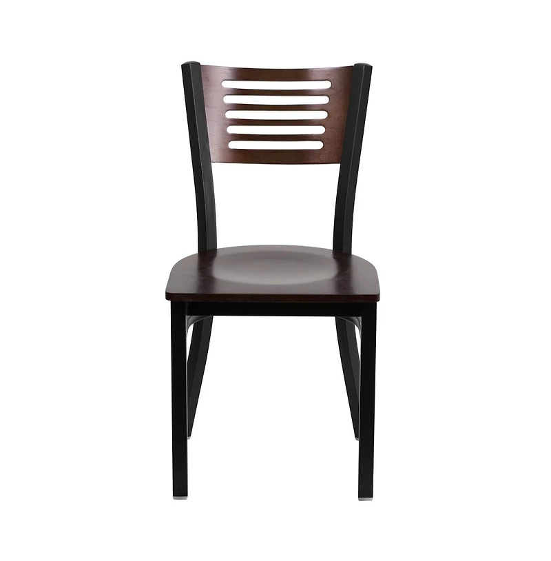 Emma+Oliver 2 Pack Decorative Slat Back Metal Restaurant Chair