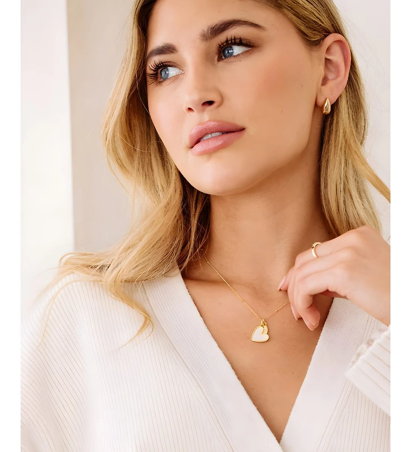 Mint & Lily Mother Of Pearl Heart Initial Necklace Gold Plated Sterling Silver