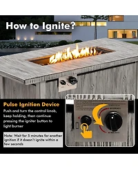 Sugift 43 Inch 50000 Btu Propane Fire Pit Table with Removable Lid