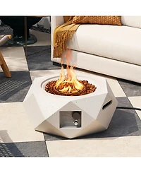 Sugift 28 Inch 40000 Btu Hexagon Terrazzo Propane Fire Pit Table with Stainless Steel Burner