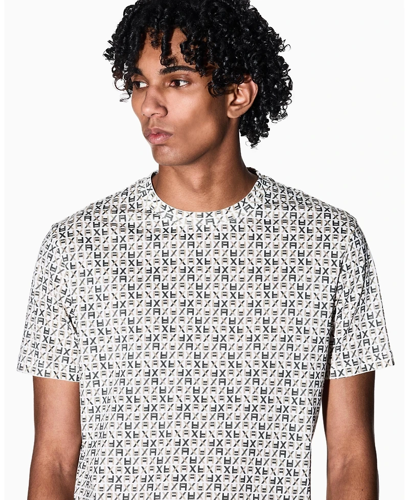 A|X Armani Exchange Men's Short Sleeve Jersey Allover logo Print T-Shirt