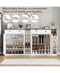 gaomon 42" Tall Shoe Cabinet with Doors & Drawers, 4-Tier Adjustable Shoe Storage Organizer