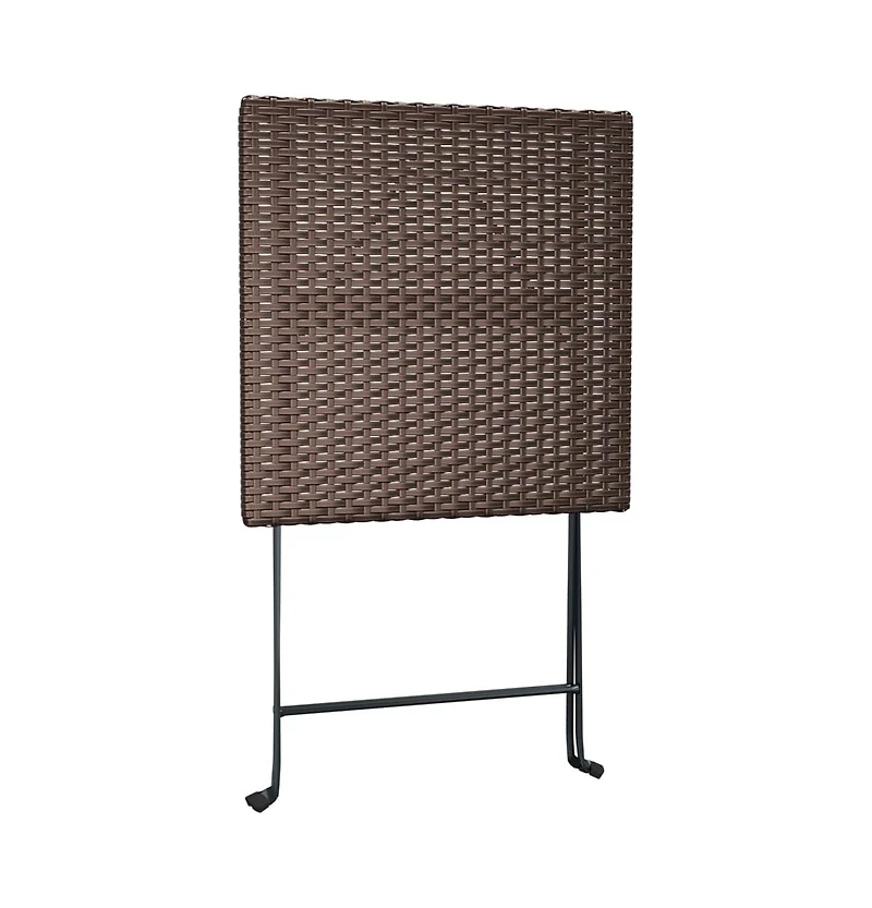vidaXL Folding Bistro Table Brown 21.7"x21.3"x28" Poly Rattan