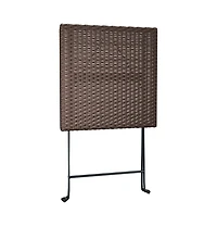 vidaXL Folding Bistro Table Brown 21.7"x21.3"x28" Poly Rattan