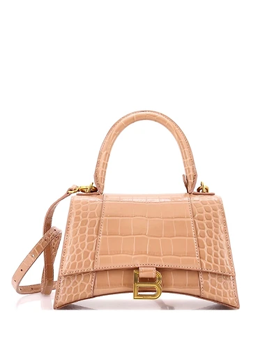 Pre-Owned Balenciaga Small Hourglass Top Handle Bag Embossed Leather