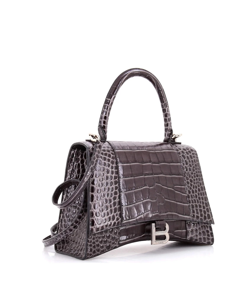 Pre-Owned Balenciaga Medium Hourglass Top Handle Bag Embossed Leather